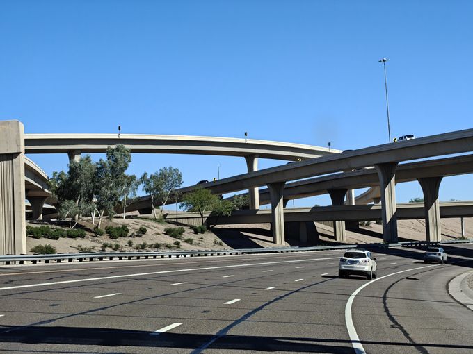 a tangle of interstate overpasses
